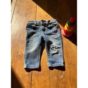 Oshkosh Baby Boys Distressed Denim Jeans 6M Elastic Waistband With Ripped Detail